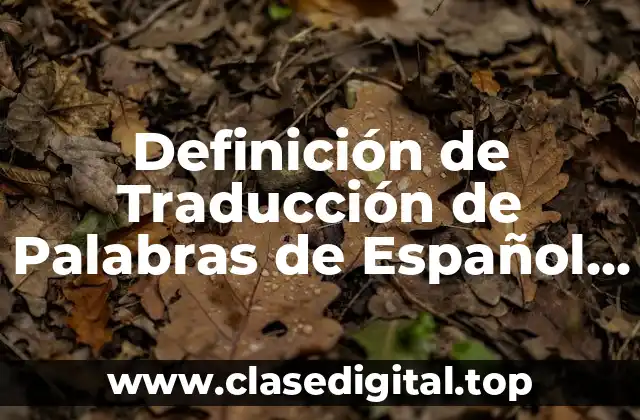 Definición de Traducción de Palabras de Español a Inglés