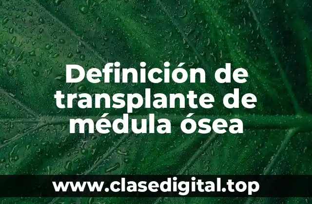 Definición técnica de transplante de médula ósea