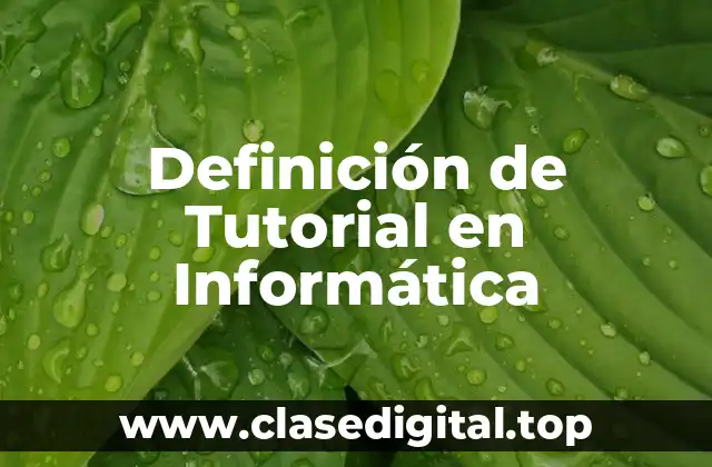 Definición de Tutorial en Informática