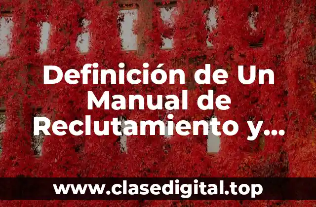 Definición de Un Manual de Reclutamiento y Selección
