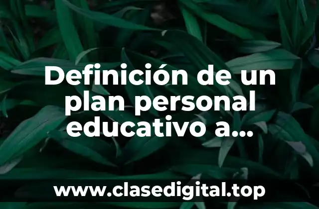 Definición de un plan personal educativo a aprender a aprender