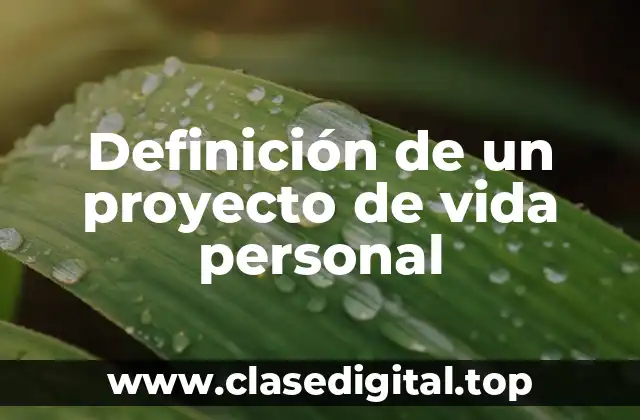 Definición de un proyecto de vida personal