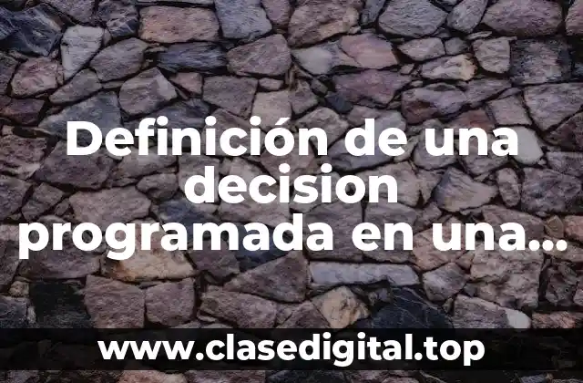 Definición de una decision programada en una empresa