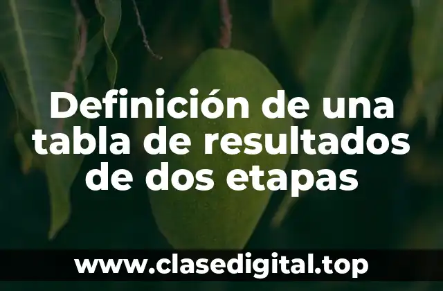 Definición de una tabla de resultados de dos etapas