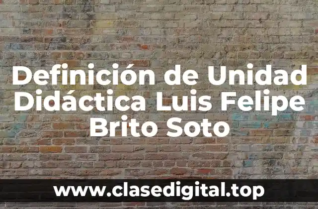 Definición de Unidad Didáctica Luis Felipe Brito Soto