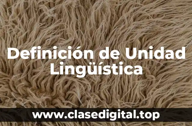Definición de Unidad Lingüística