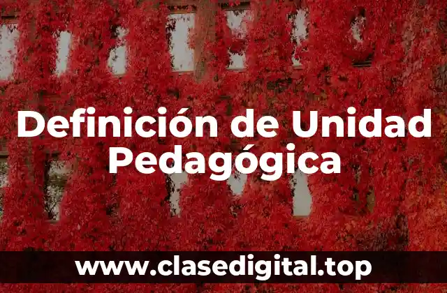 Definición de Unidad Pedagógica