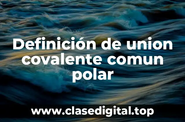 Definición de union covalente comun polar