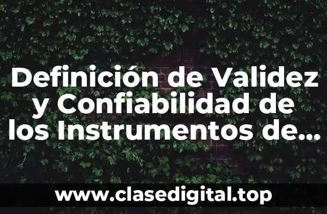 Definición de Validez y Confiabilidad de los Instrumentos de Evaluación