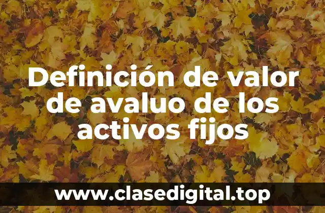 Definición de valor de avaluo de los activos fijos