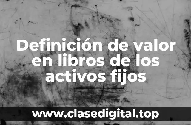 Definición de valor en libros de los activos fijos