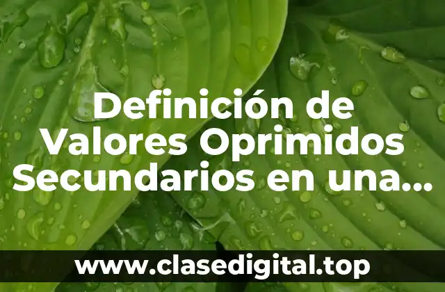 Definición de Valores Oprimidos Secundarios en una Persona