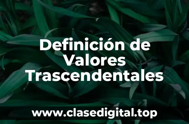 Definición de Valores Trascendentales