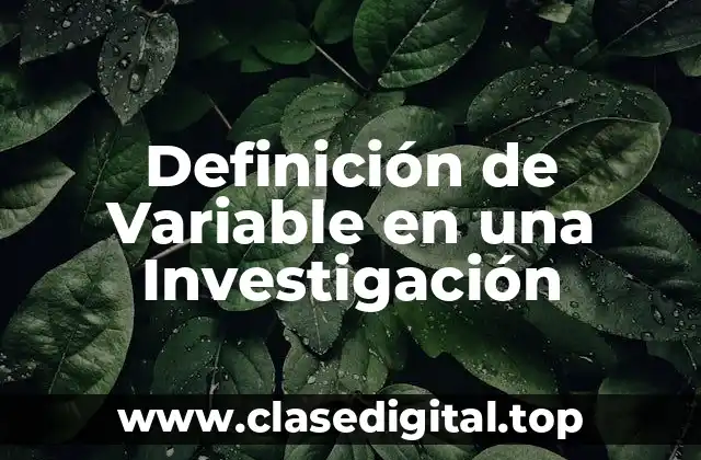 Definición de Variable en una Investigación