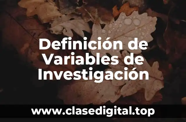 Definición de Variables de Investigación
