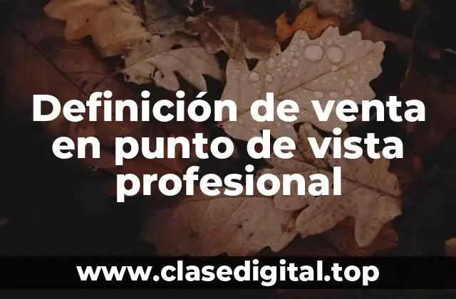 Definición de venta en punto de vista profesional