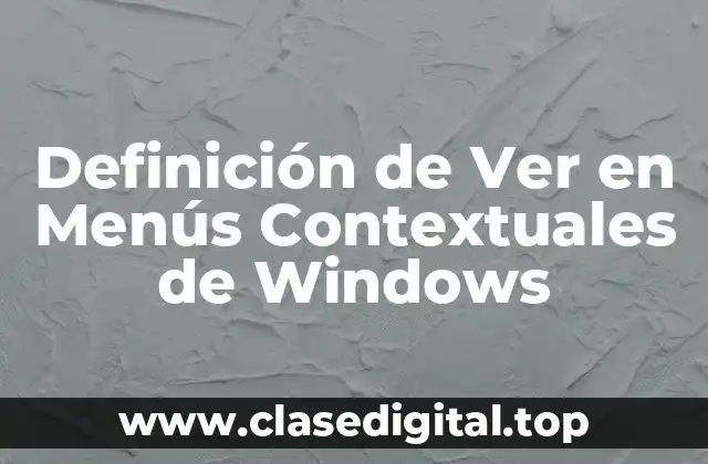 Definición técnica de Ver en Menús Contextuales de Windows