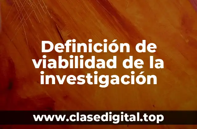 Definición de viabilidad de la investigación