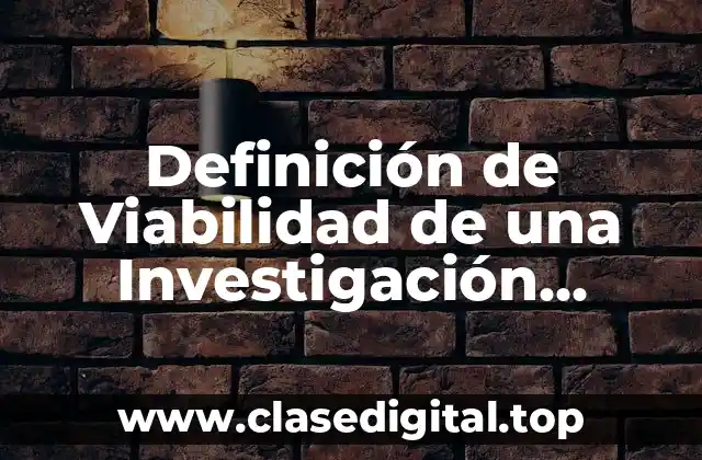 Definición de Viabilidad de una Investigación Cualitativa
