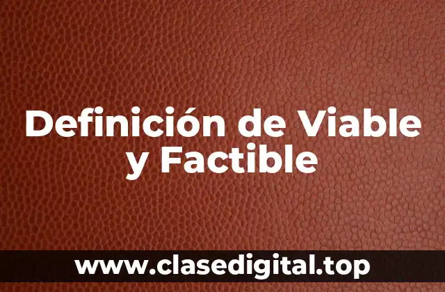 Definición de Viable y Factible