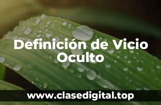 Definición Técnica de Vicio Oculto