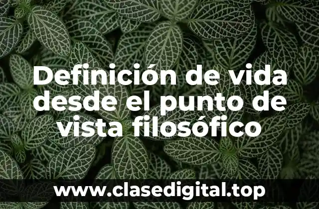 Definición de vida desde el punto de vista filosófico