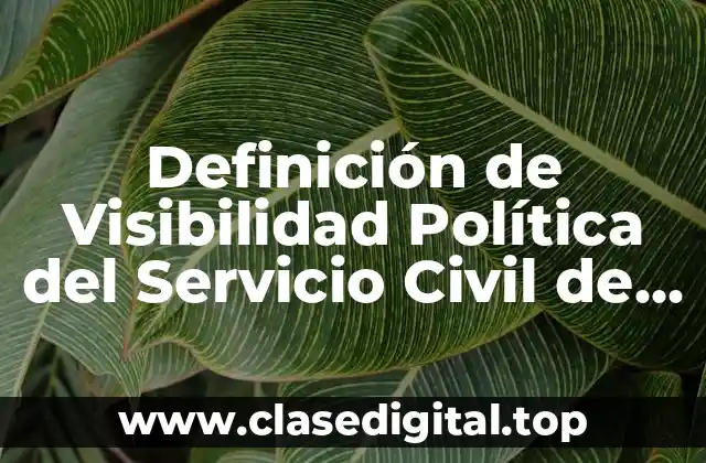 Definición de Visibilidad Política del Servicio Civil de Carrera