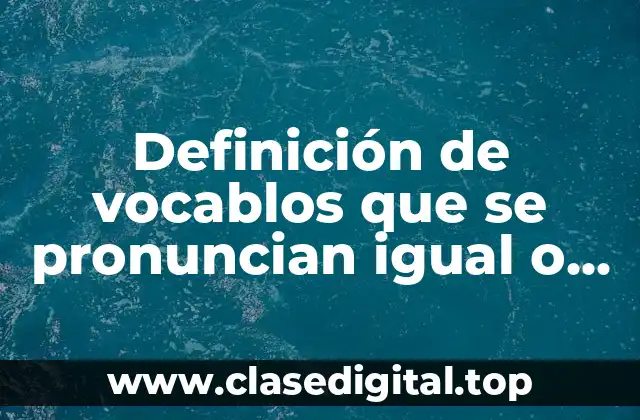 Definición de vocablos que se pronuncian igual o parecido