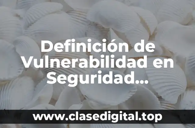 Definición de Vulnerabilidad en Seguridad Informática