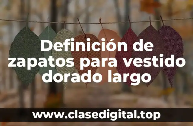 Definición de zapatos para vestido dorado largo