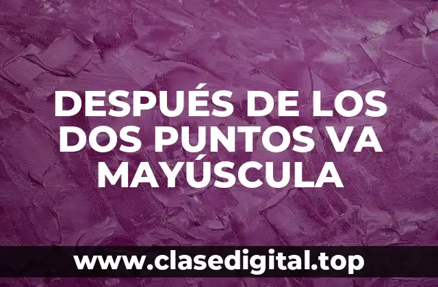 DESPUÉS DE LOS DOS PUNTOS VA MAYÚSCULA