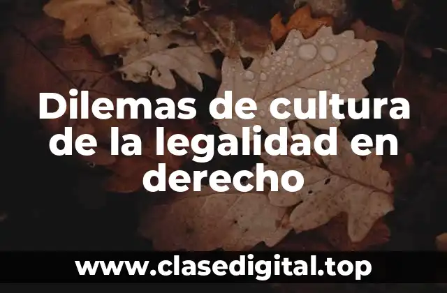 Dilemas de cultura de la legalidad en derecho