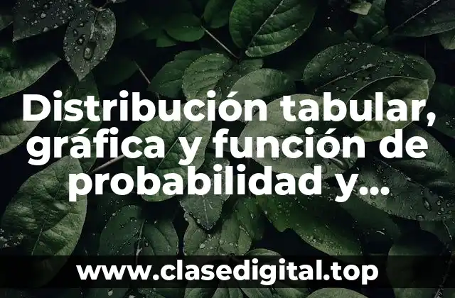 Distribución tabular, gráfica y función de probabilidad y Significado