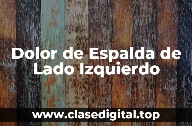 ¿Qué Causa el Dolor de Espalda de Lado Izquierdo?