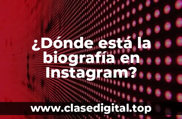 ¿Dónde está la biografía en Instagram?