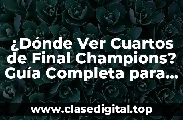 ¿Dónde Ver Cuartos de Final Champions? Guía Completa para Ver los Partidos de la Champions League