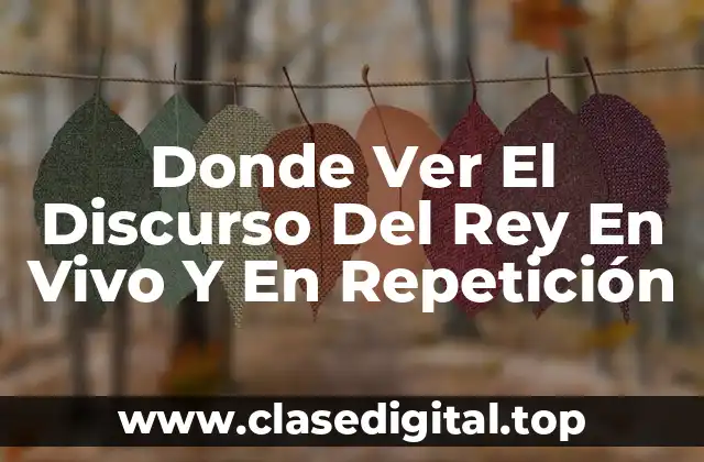Donde Ver El Discurso Del Rey En Vivo Y En Repetición