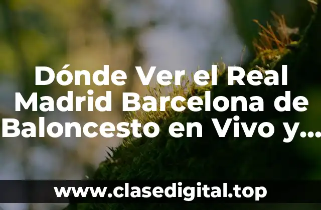 Dónde Ver el Real Madrid Barcelona de Baloncesto en Vivo y en Directo