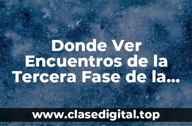 Donde Ver Encuentros de la Tercera Fase de la Champions League en Vivo