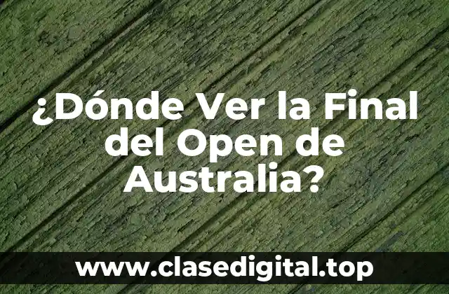 ¿Dónde Ver la Final del Open de Australia?