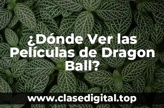 ¿Dónde Ver las Películas de Dragon Ball?