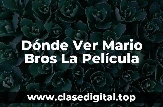 Dónde Ver Mario Bros La Película