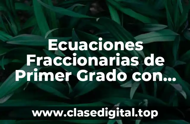 Ecuaciones Fraccionarias de Primer Grado con Dos Incógnitas