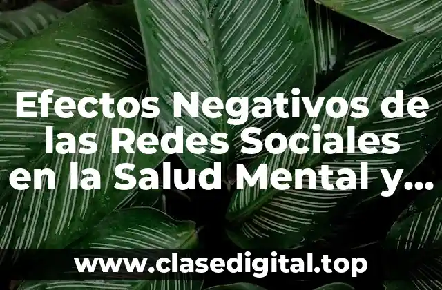 Efectos Negativos de las Redes Sociales en la Salud Mental y la Sociedad