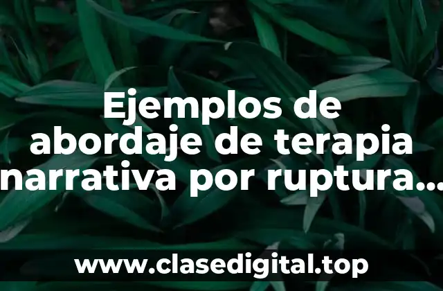 Ejemplos de abordaje de terapia narrativa por ruptura de pareja y Significado