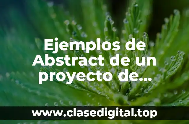 Ejemplos de Abstract de un proyecto de inversión