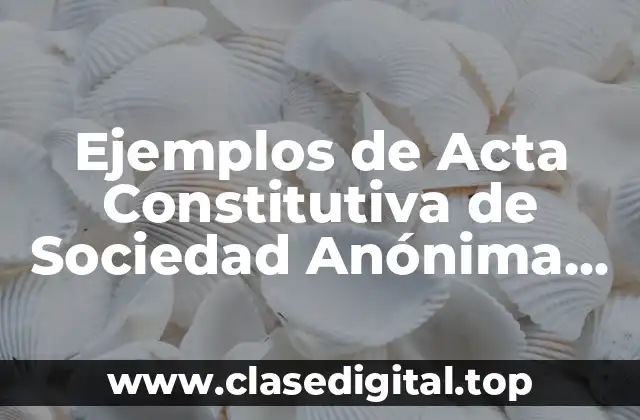 Ejemplos de Acta Constitutiva de Sociedad Anónima de Capital Variable