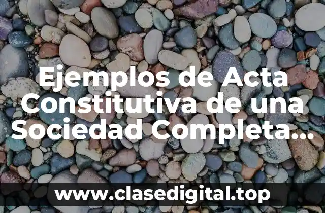 Ejemplos de Acta Constitutiva de una Sociedad Completa