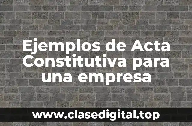 Ejemplos de Acta Constitutiva para una empresa