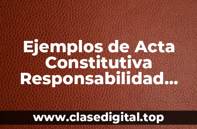 Ejemplos de Acta Constitutiva Responsabilidad Limitada